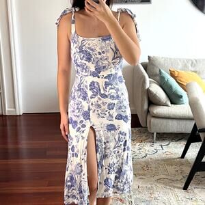 Reformation Twilight Blue White Floral Lucerne Midi dress size 2 XS